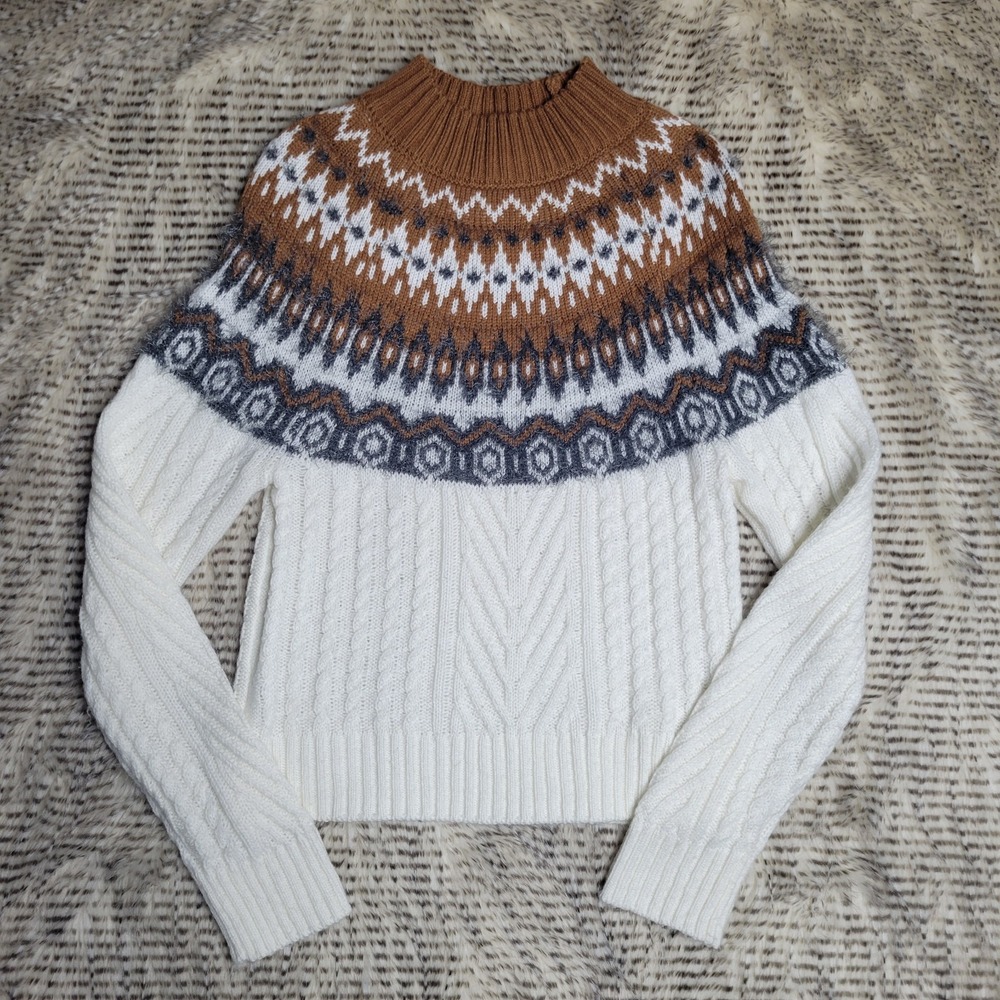 Copper‎ Key fair isle mock neck sweater size medium
